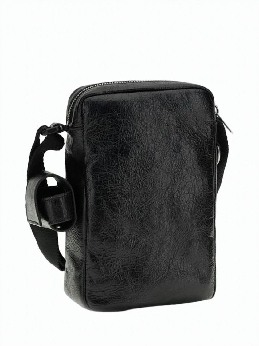 Balenciaga Vertical Crossbody Shoulder Bag With Glossy Textured Finish