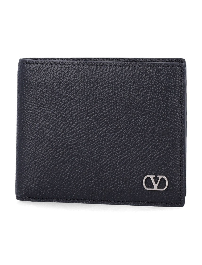 Valentino Garavani Textured Black Billfold Wallet