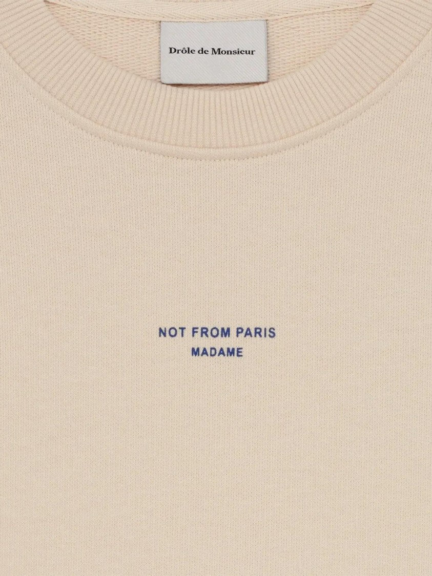 Drôle De Monsieur Minimalist Crew Neck Sweatshirt In Soft Beige