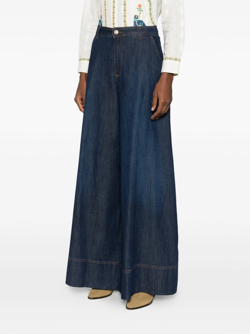 Twin-Set Dark Pantalone Wide-Leg Denim Jeans