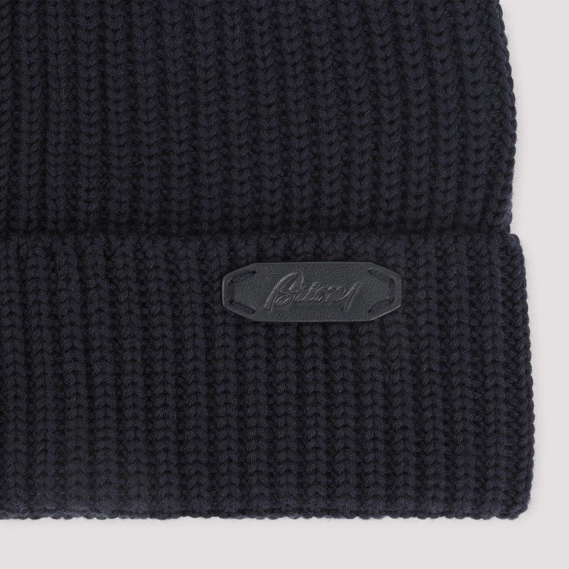 Brioni Ribbed Knit Beanie In Midnight Blue Wool