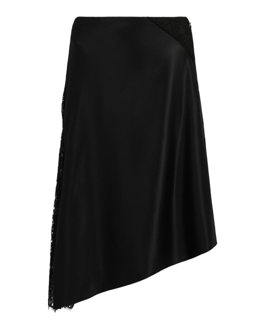 Givenchy Lace Insert Asymmetric Silk Midi Skirt