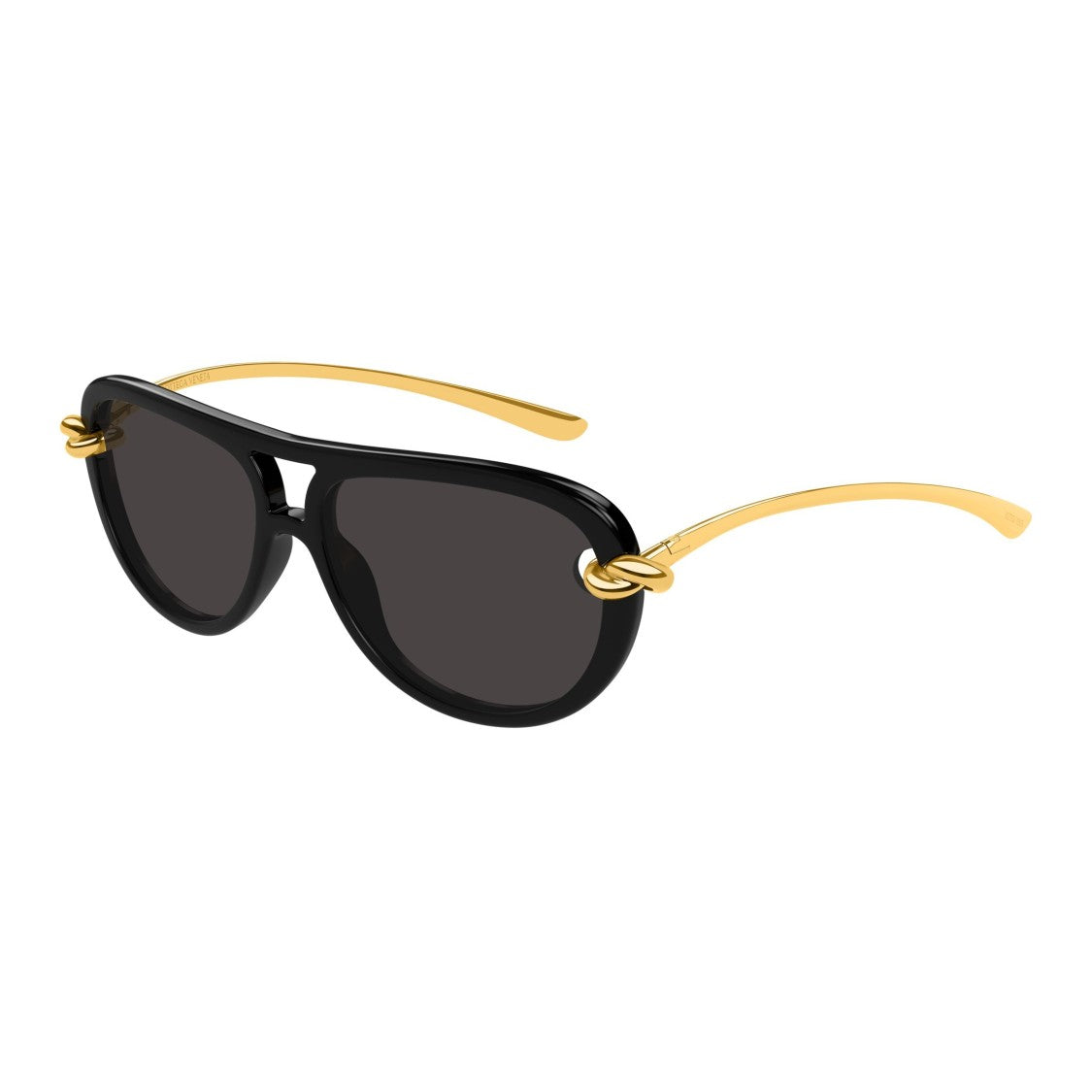 Bottega Veneta Bold Black Frame Sunglasses With Gold-Toned Knot Detail