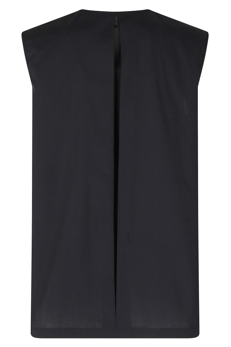 Isabelle Blanche Black Vertical-Lace Button-Back Cotton Tank Top