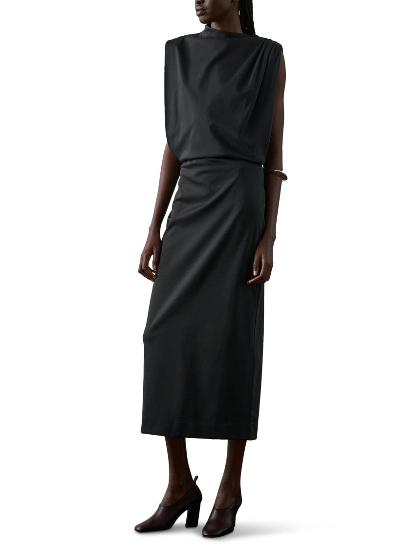 Soeur Midi Dress With High Neckline And Fitted Waist