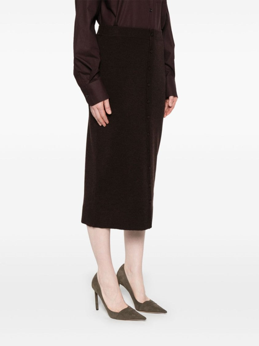 Victoria Beckham Brown Skirt With Button-Down Front