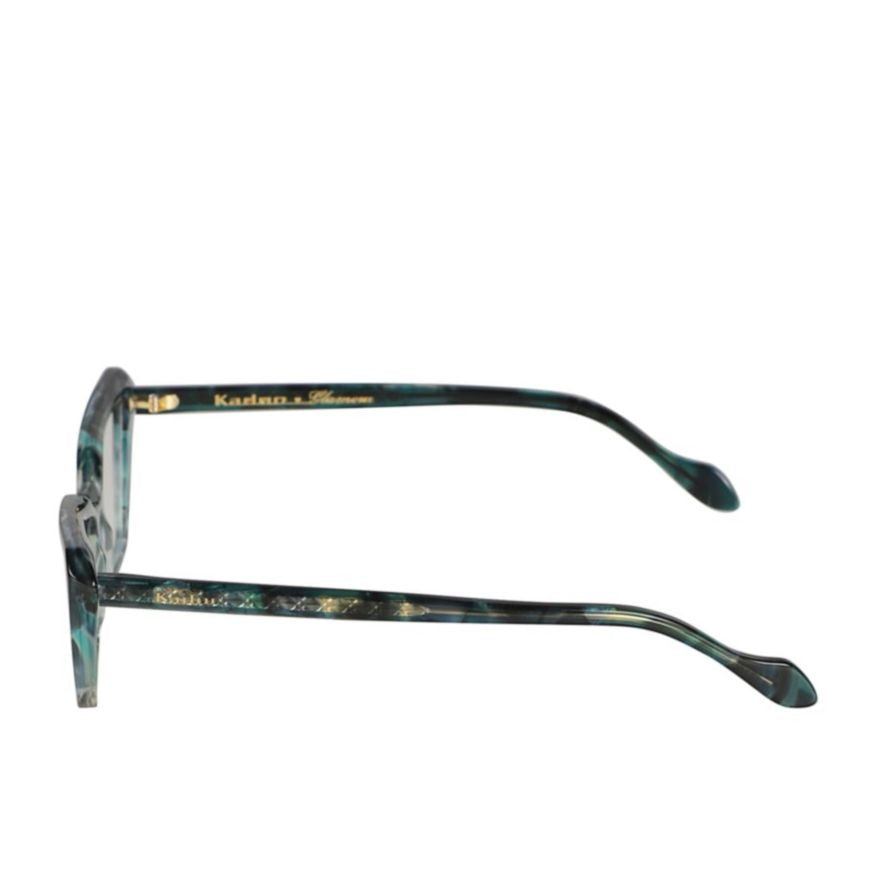 Kador Butterfly Glamour-V Angular Cat-Eye Sunglasses With Marbled Teal