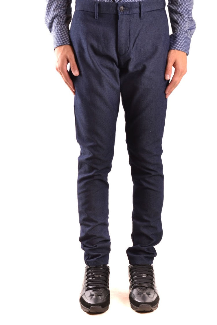 Emporio Armani Slim Fit Textured Trousers Classic Waistband