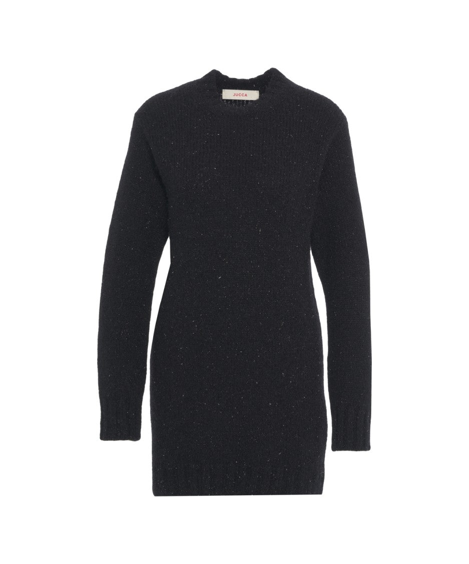 Jucca High-Neck Black Knitwear Sweater With Ribbed Detailing