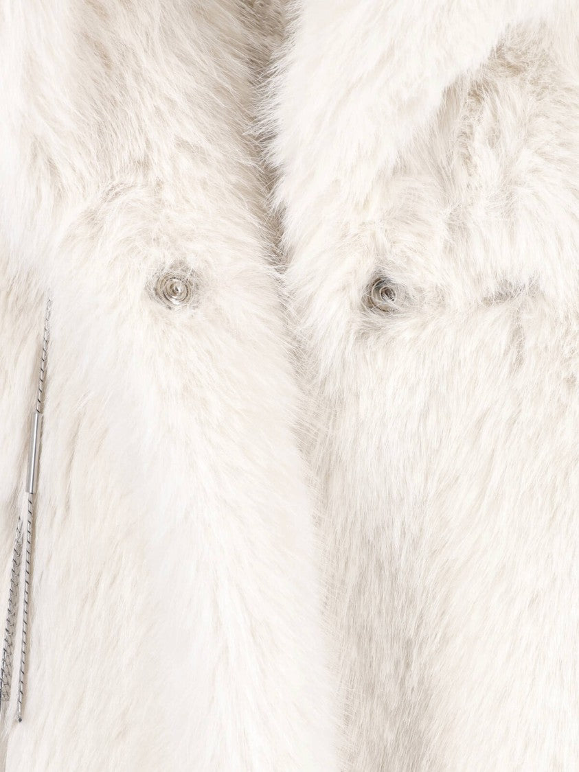 Dondup Mid-Length Eco-Fur Coat With Silver Hardware