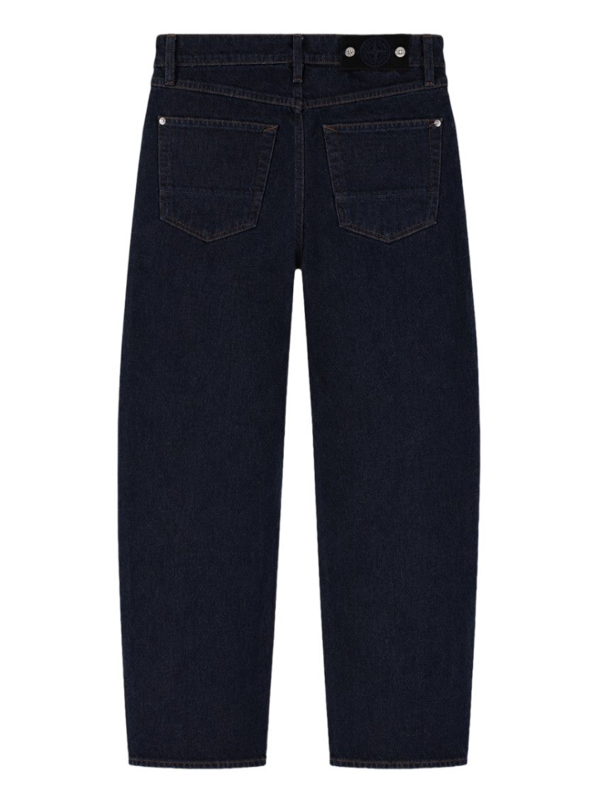 Stone Island Indigo Straight-Leg Trousers With Classic Five-Pocket Design