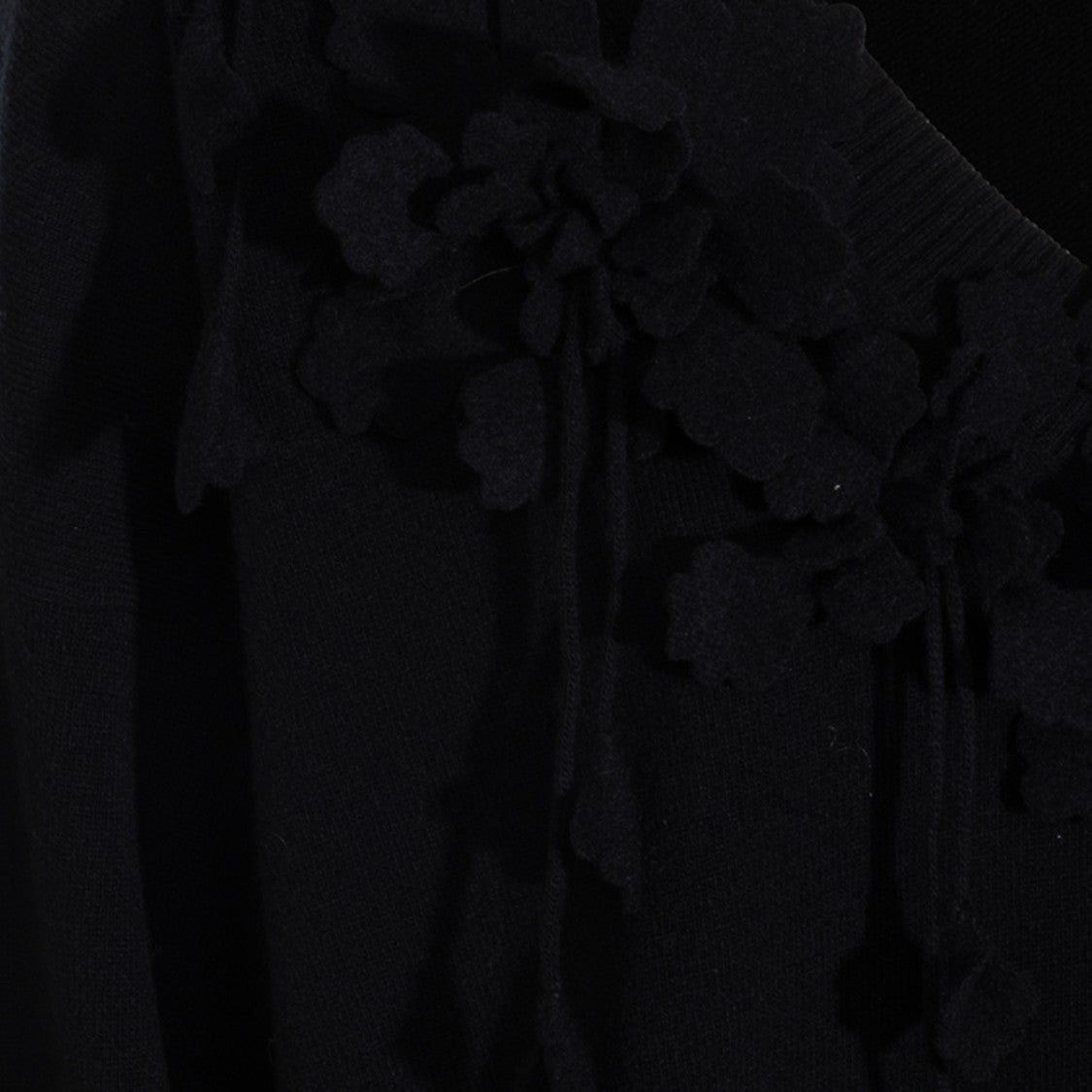 Alberta Ferretti V-Neck Dress With Textured Floral Appliqués