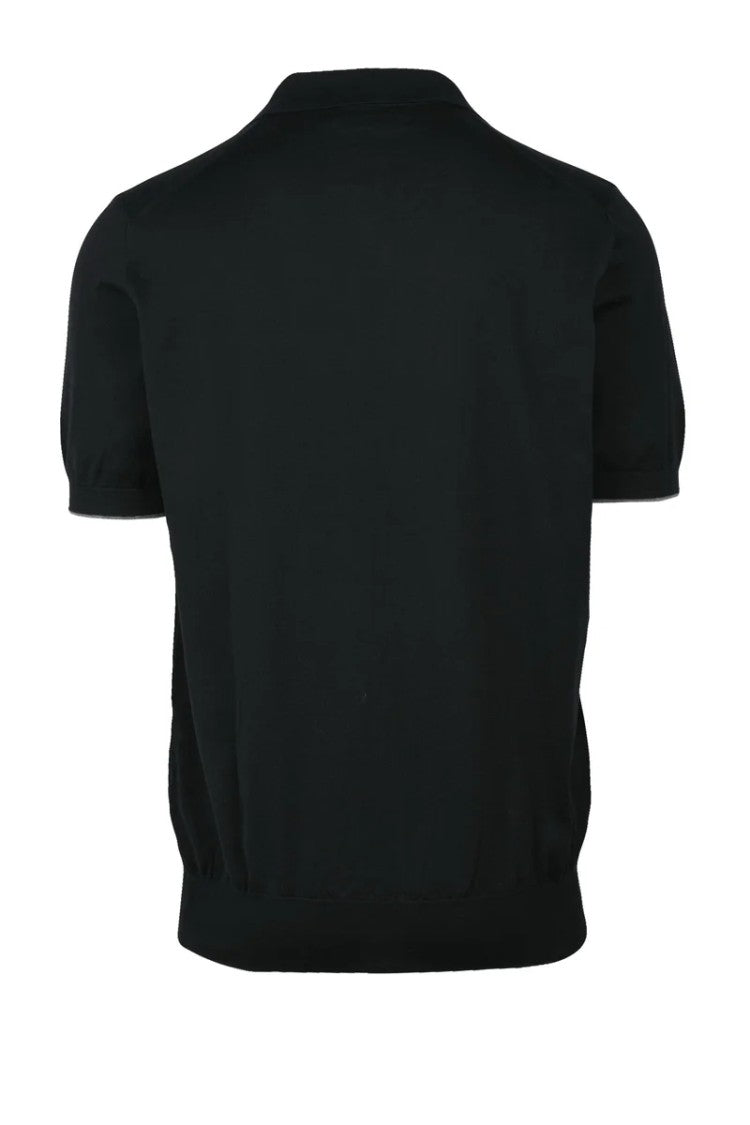 Brunello Cucinelli Cotton Knit Polo - Black