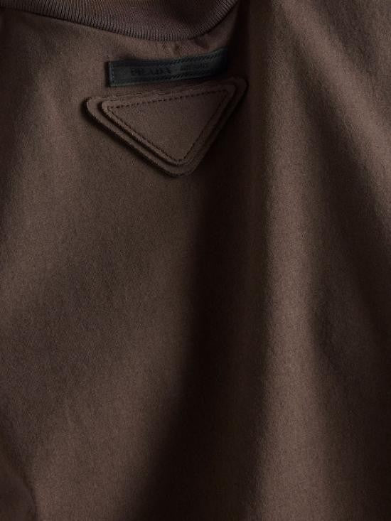 Prada Short-Sleeved Top With Notch Detail And Tonal Patch