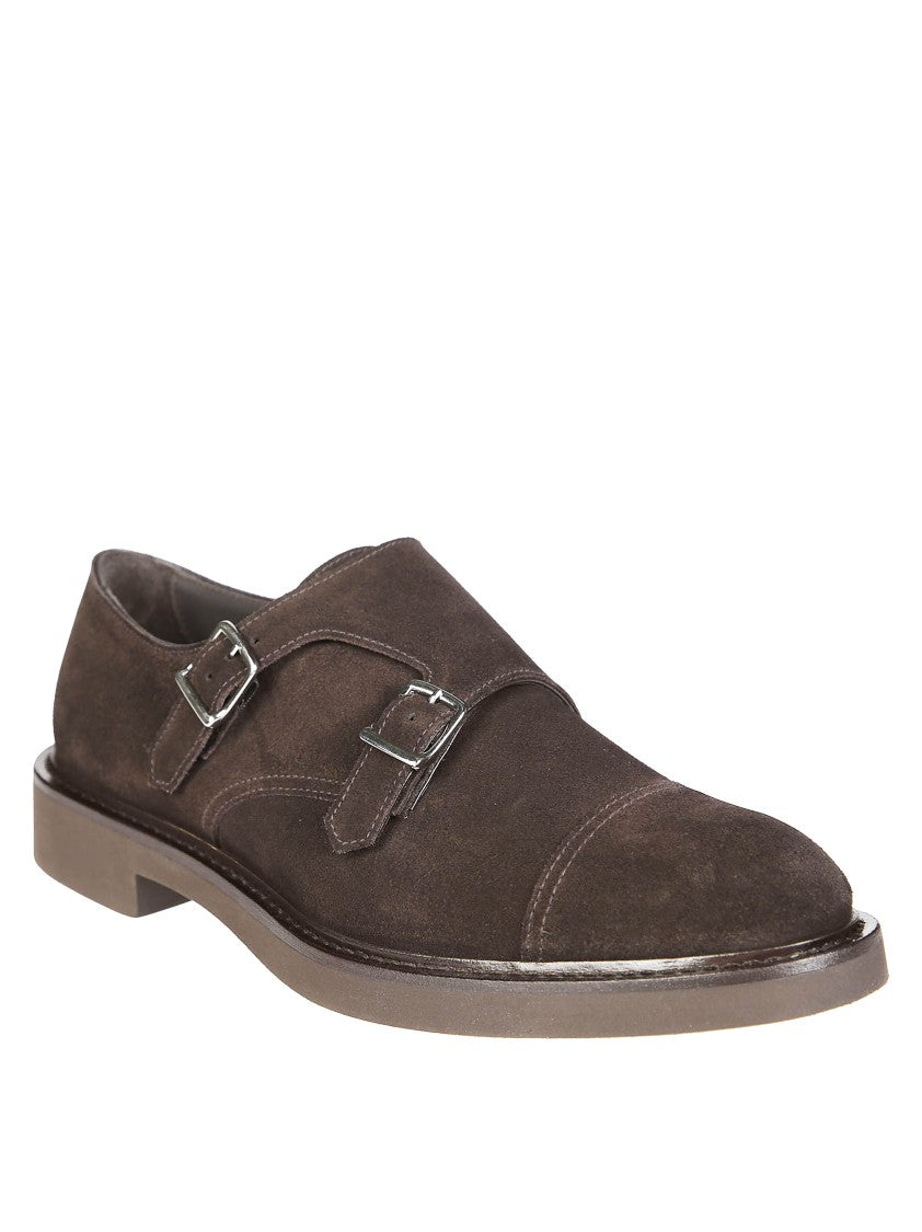 Doucal's Double Buckle Cap Toe Suede Shoes
