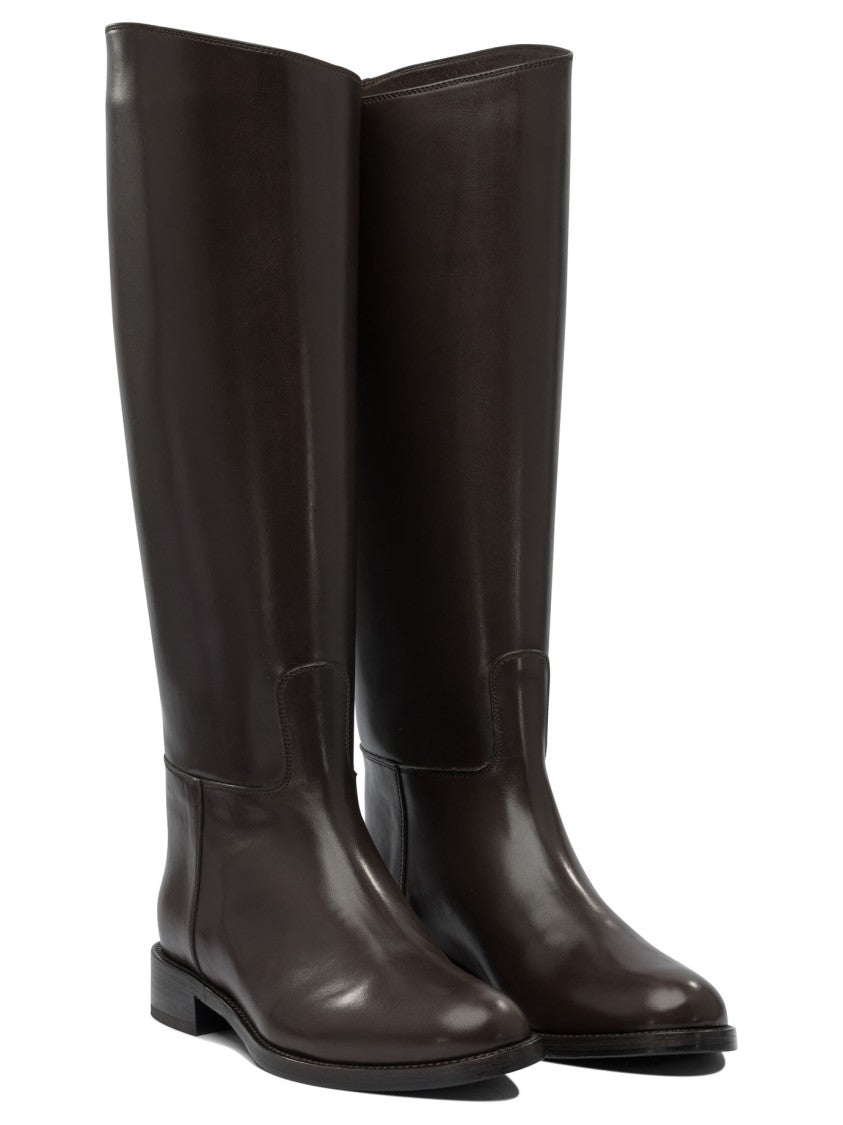 Maretto Mid-Calf Brown Leather Boots