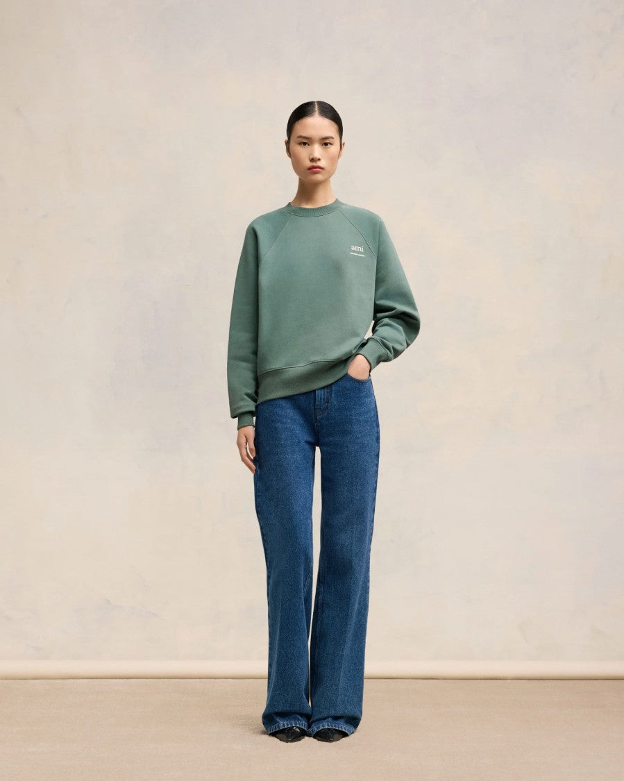 Ami Boxy Fit Organic Cotton Fleece Sweatshirt