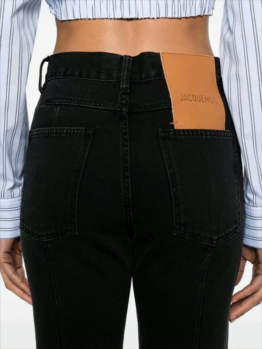 Jacquemus Cropped Black Denim Pants With Flared Leg