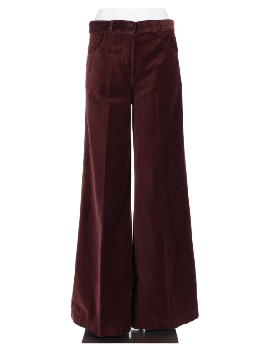 Aspesi Wide-Leg Cotton Velvet Trousers With High Waist And Relaxed Fit