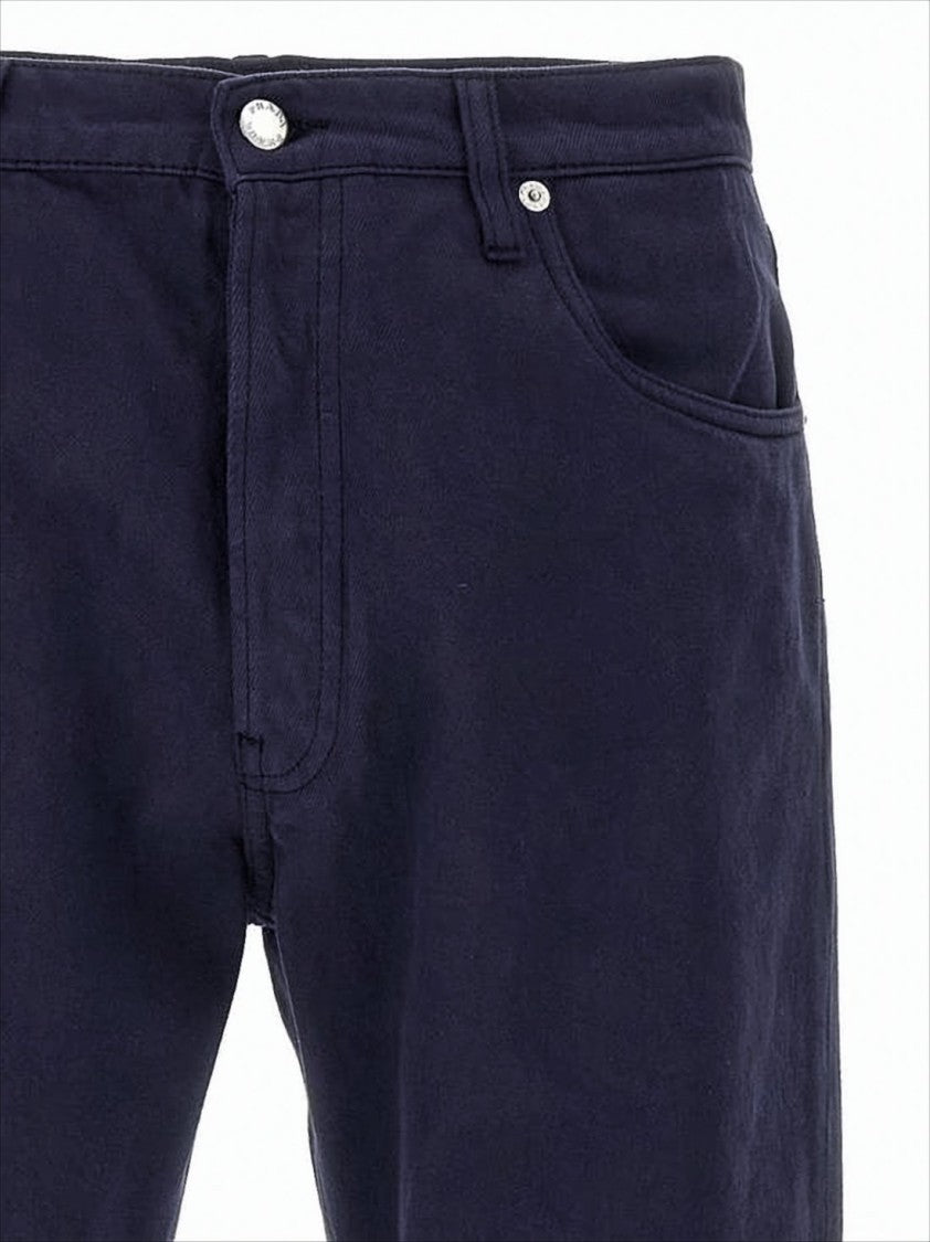 Prada Straight-Leg Dark Navy Denim Pants With Refined Triangle Logo