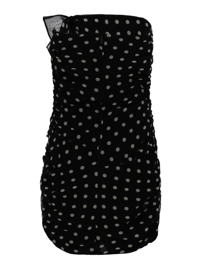 Nina Ricci Polka Dot Asymmetrical Ruffle Dress