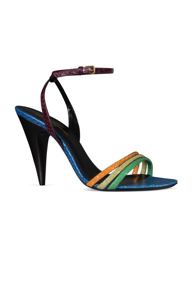 Saint Laurent Multi-Colored Liya Sandals With Crossed Front Straps