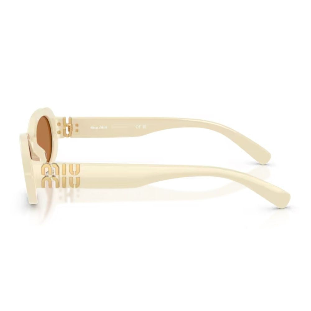Miu Miu Bold Oversized Oval Sunglasses With Gold Logo Detail