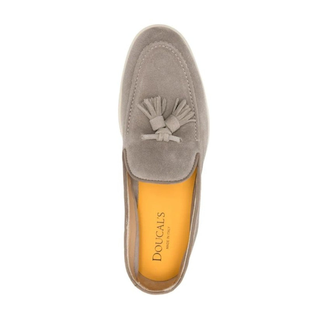 Doucal's Grey Tassel-Embellished Calf Leather Loafers