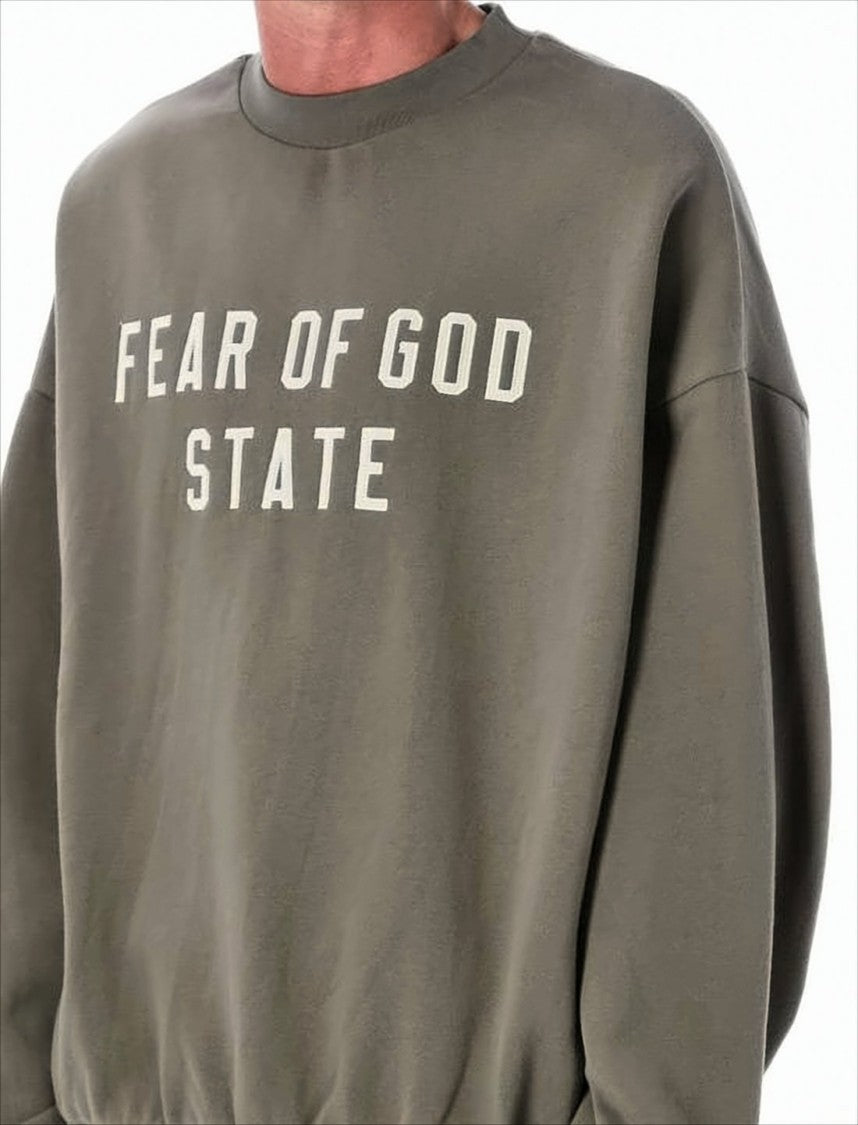 Fear Of God Brown Oversized Pullover Sweatshirt With Bold Text