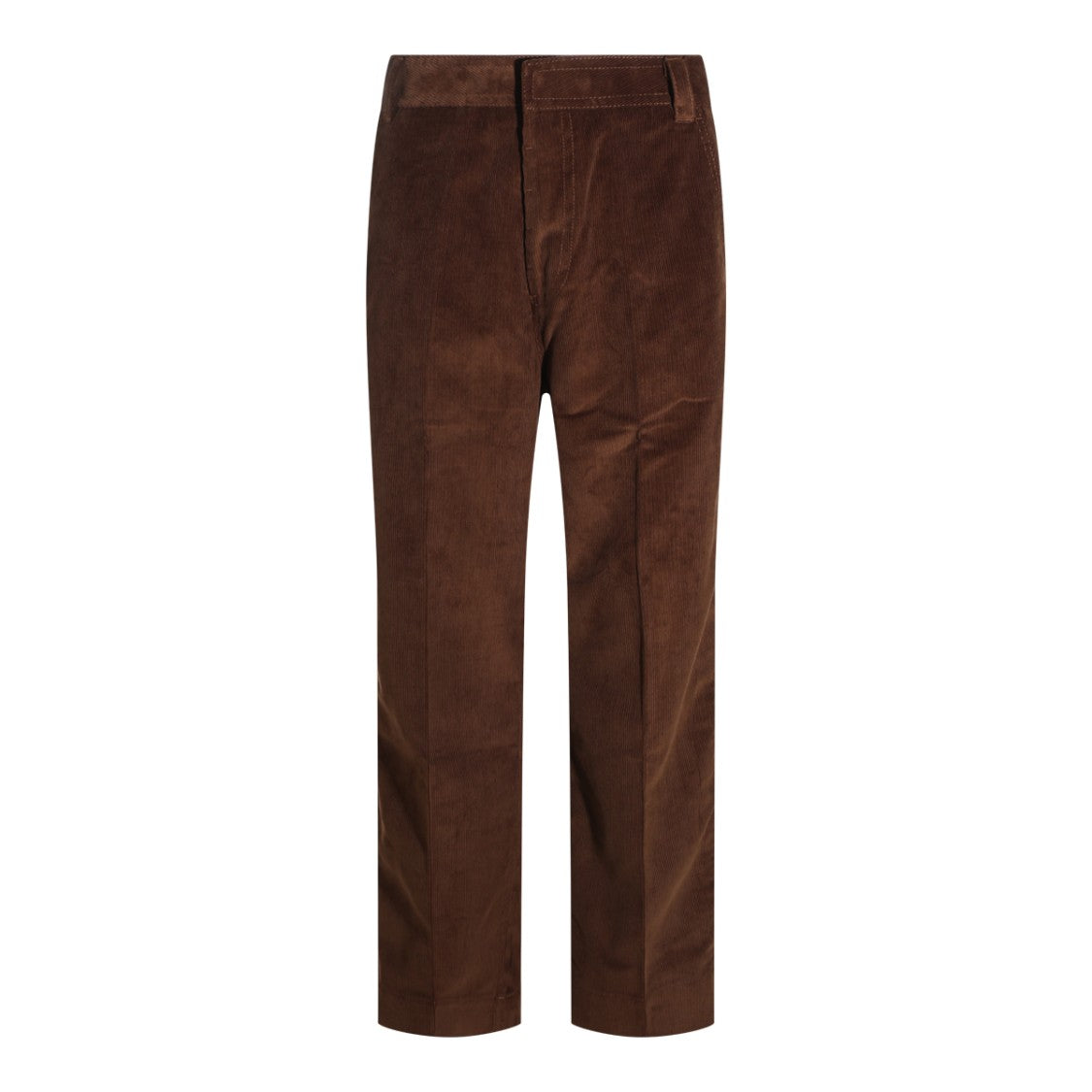 Ami Paris Brown Pleated Straight Cotton Trousers