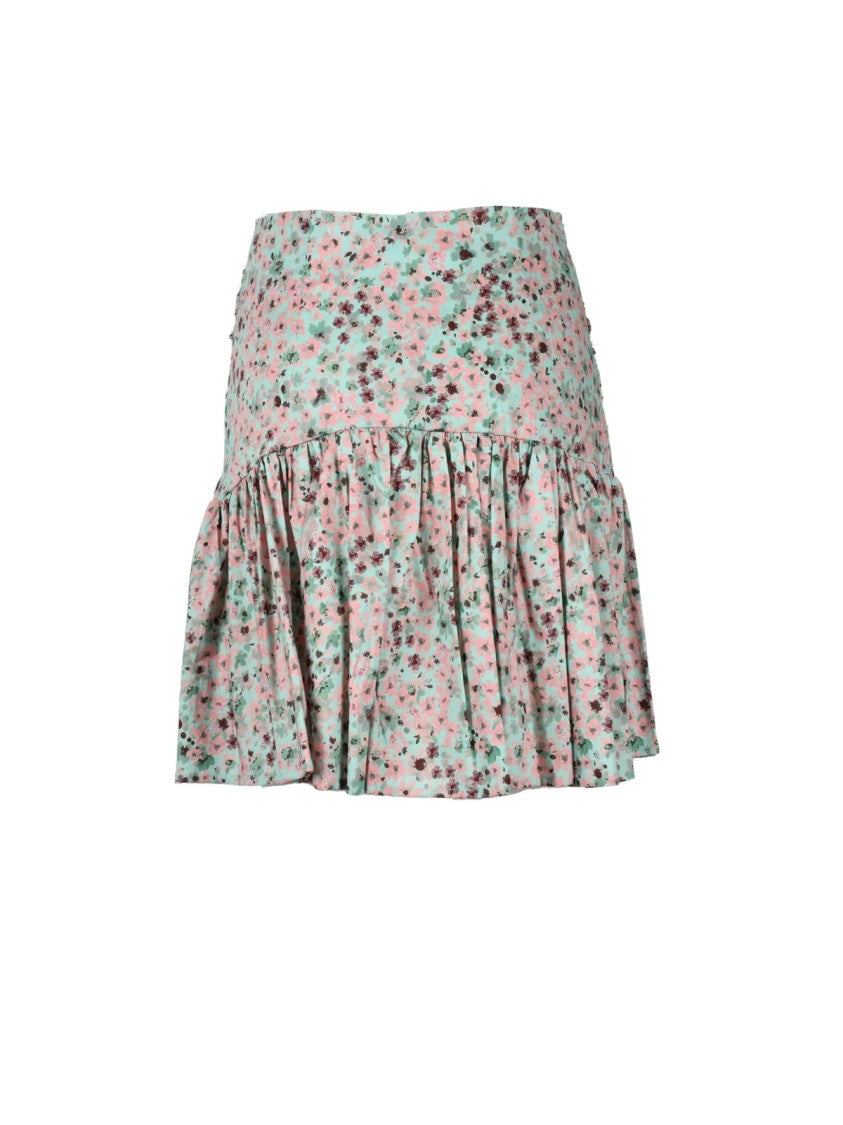 Weili Zheng Gathered Flared Mini Skirt In Soft Sage Green