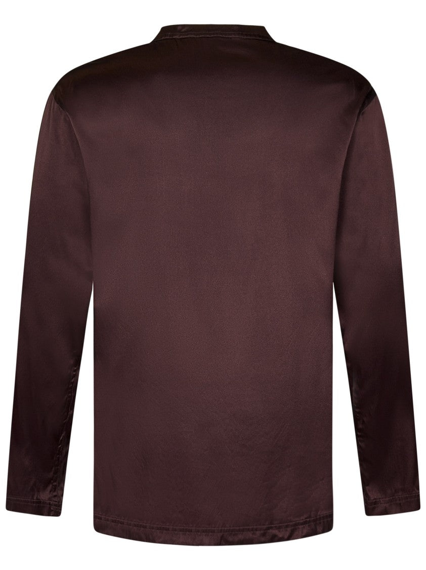 Tom Ford Men's Brown Silk Pajama Henley Shirt