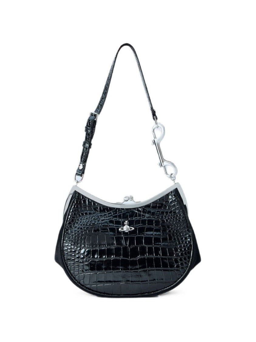 Vivienne Westwood Black Crocodile-Embossed Leather Wallet