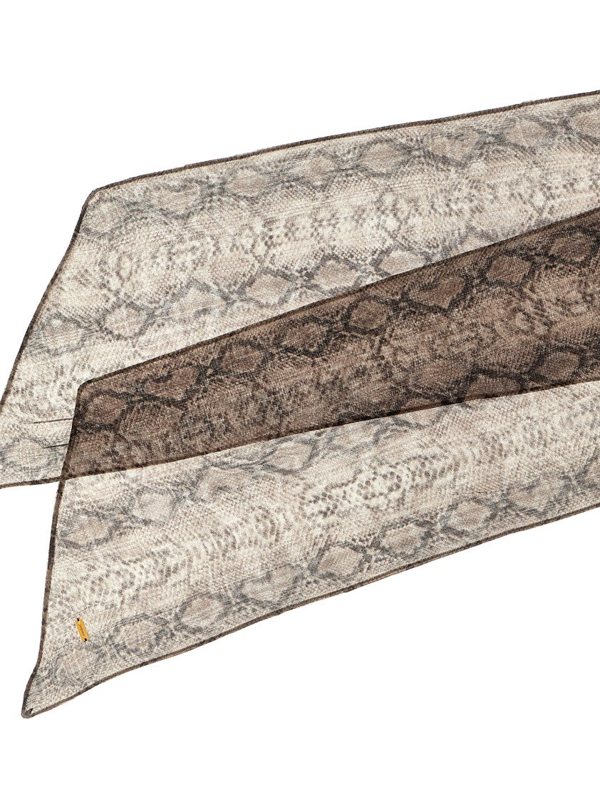 Saint Laurent Detailed Snake Print Silk Scarf