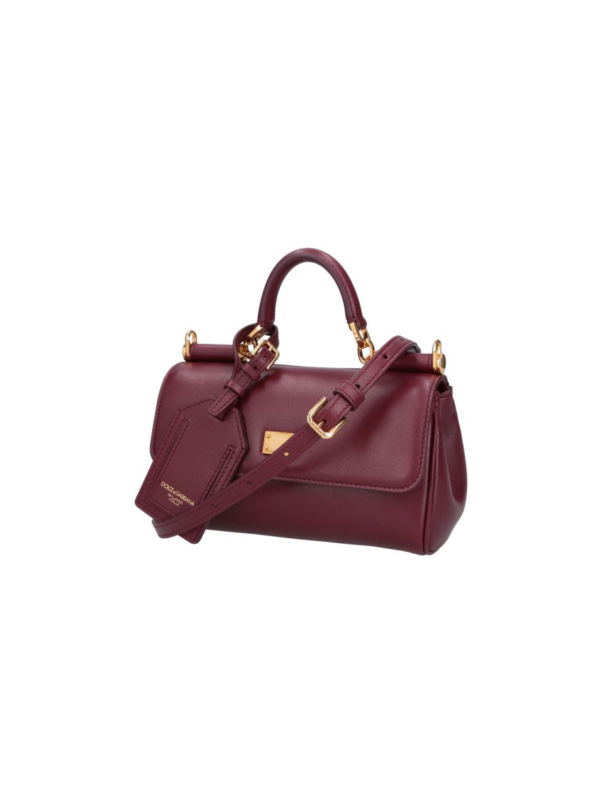 Dolce & Gabbana My Sicily Bordeaux Red Mini Leather Shoulder Bag