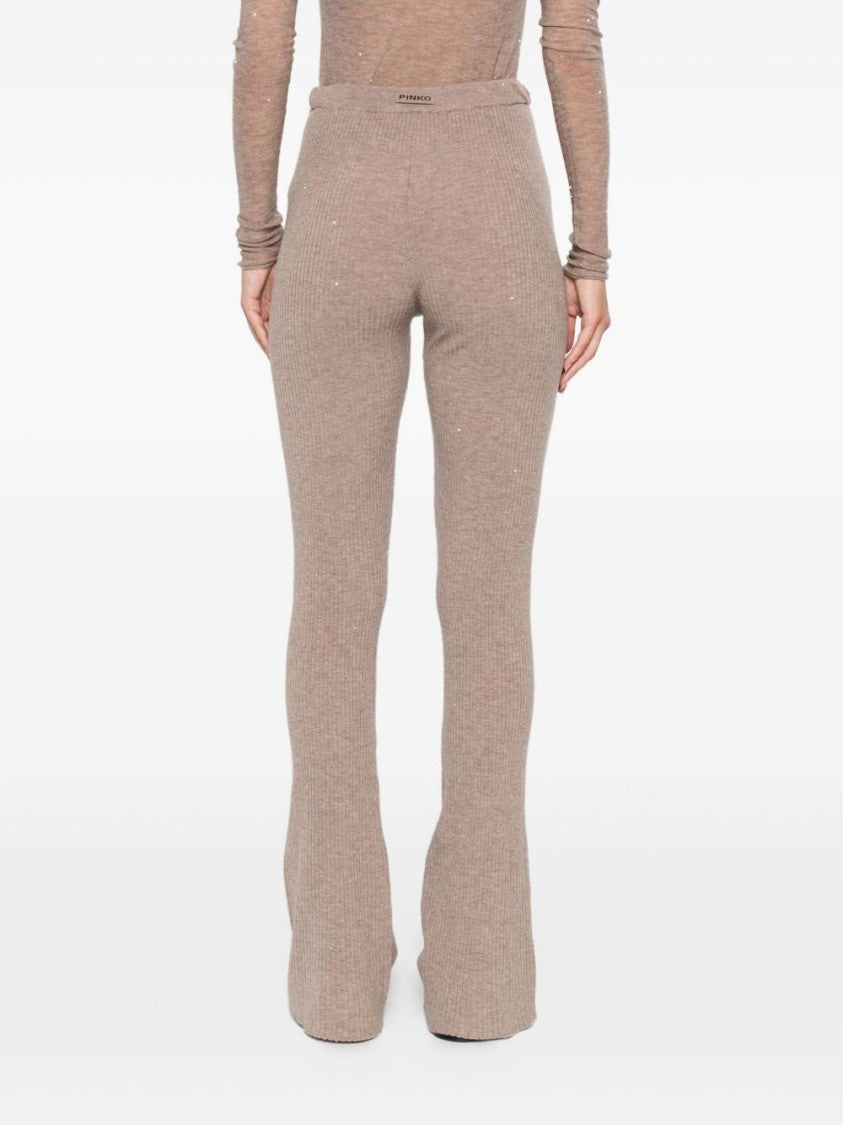 Pinko Ribbed Knit Trousers With Fitted Silhouette
