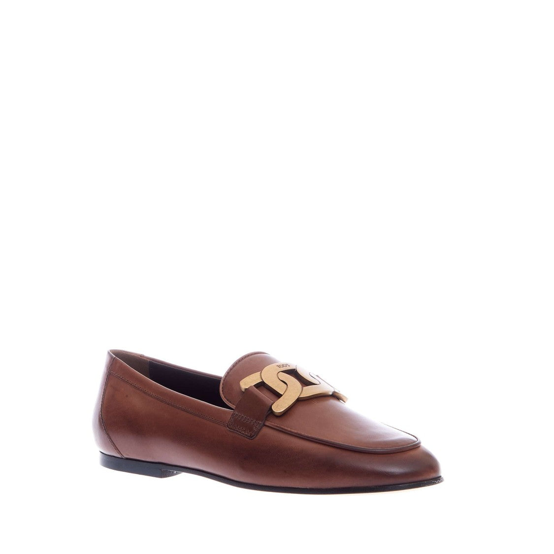 Tod's Moccasin In Tan Leather With Chain Buckle