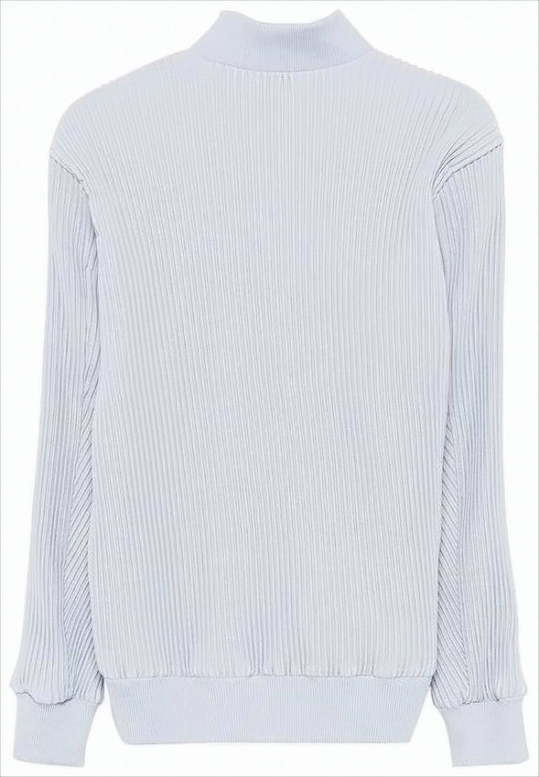 Homme Plissé Issey Miyake Pleated Texture Bomber Jacket With Minimalist Design