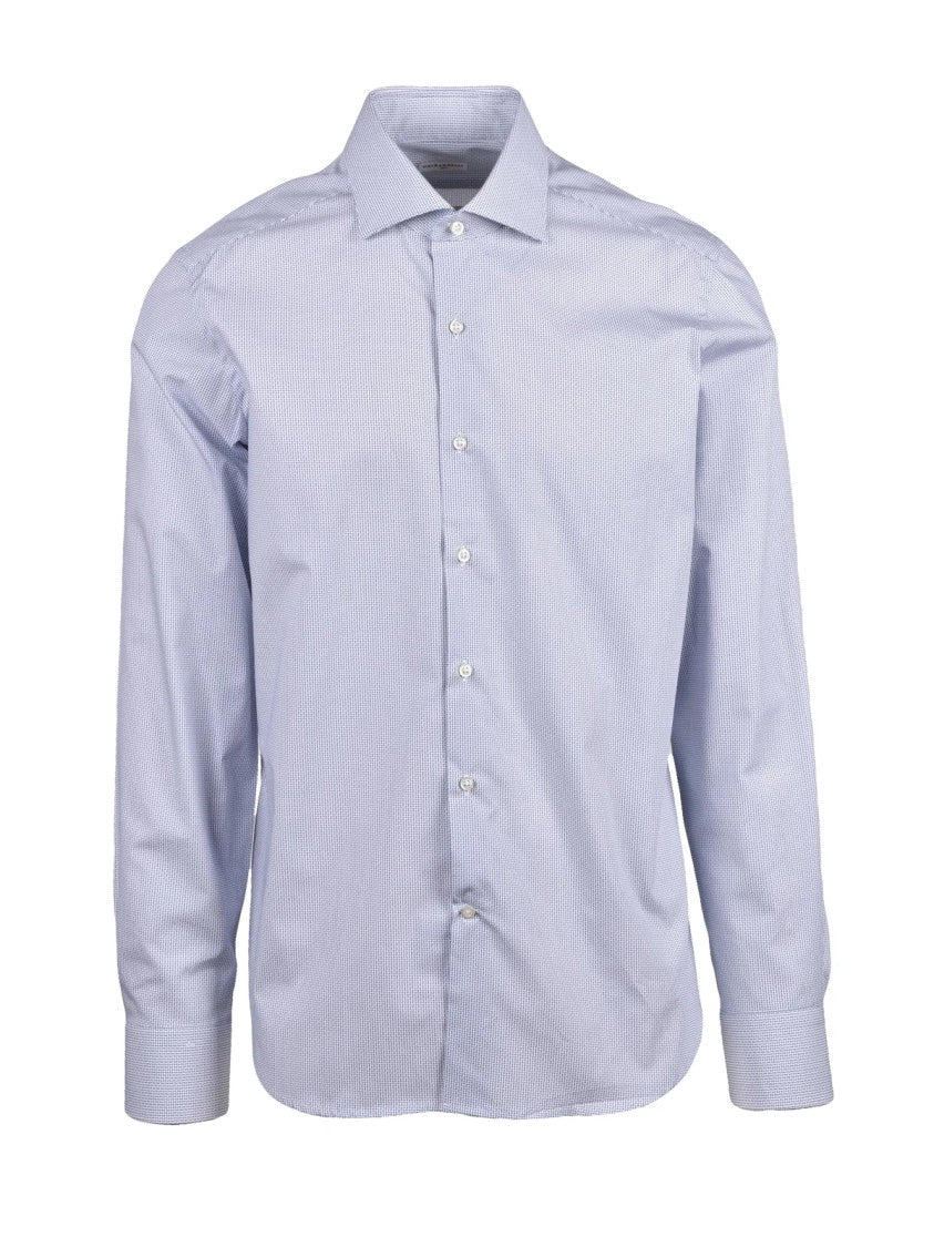 Ghirardelli White Blue Micro-Check Shirt