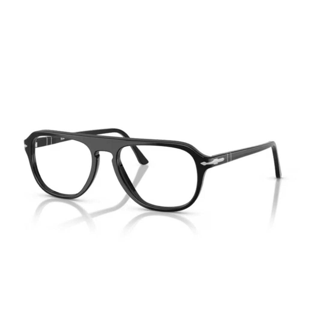 Persol 0Po3368v Polished Black Acetate Aviator-Inspired Sunglasses With Silver Accents