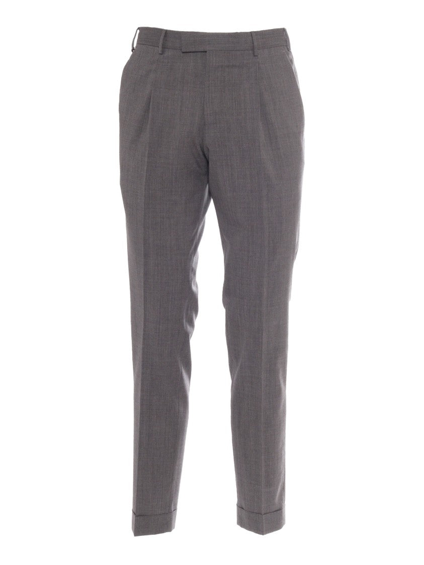 Pt01 Tailored Grey Trousers With Pleat
