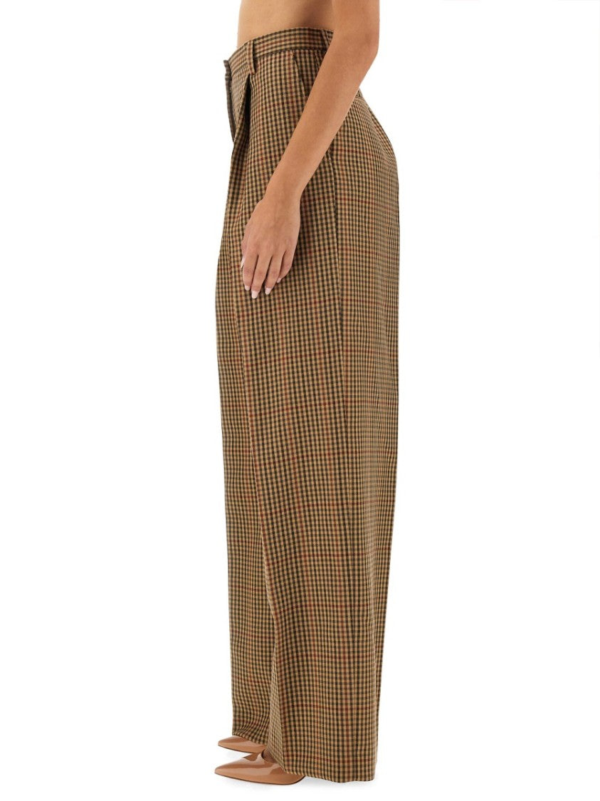 Dries Van Noten Check Pattern Wool Pants With Regular Fit