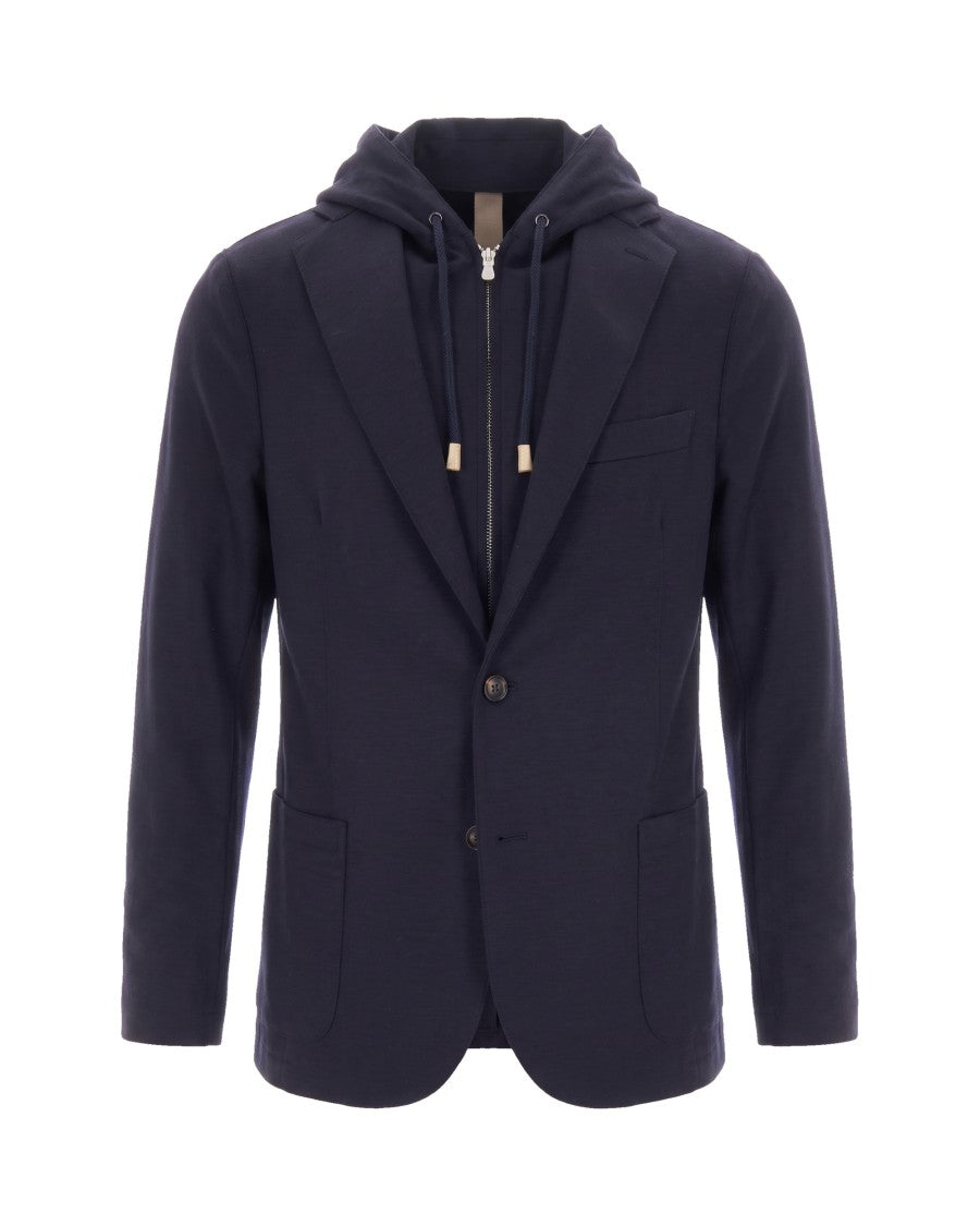 Eleventy Single-Breasted Hooded Wool-Blend Blazer