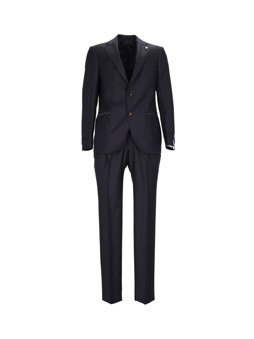 Luigi Bianchi Sartoria Blue Drop 7 Pinstripe Suit