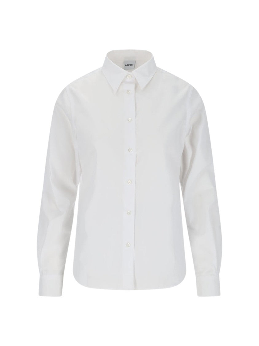 Aspesi Structured White Shirt With Button-Down Front