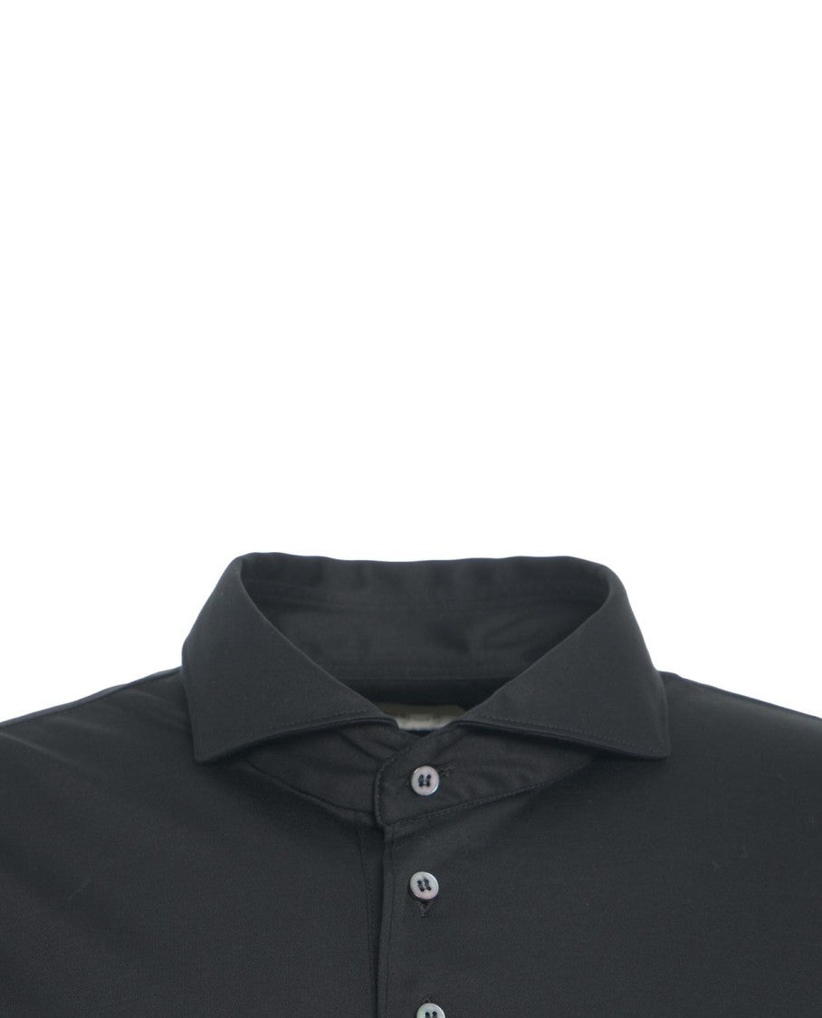 Guglieminotti Long-Sleeve Polo Shirt With Traditional Collar And Ribbed Cuffs