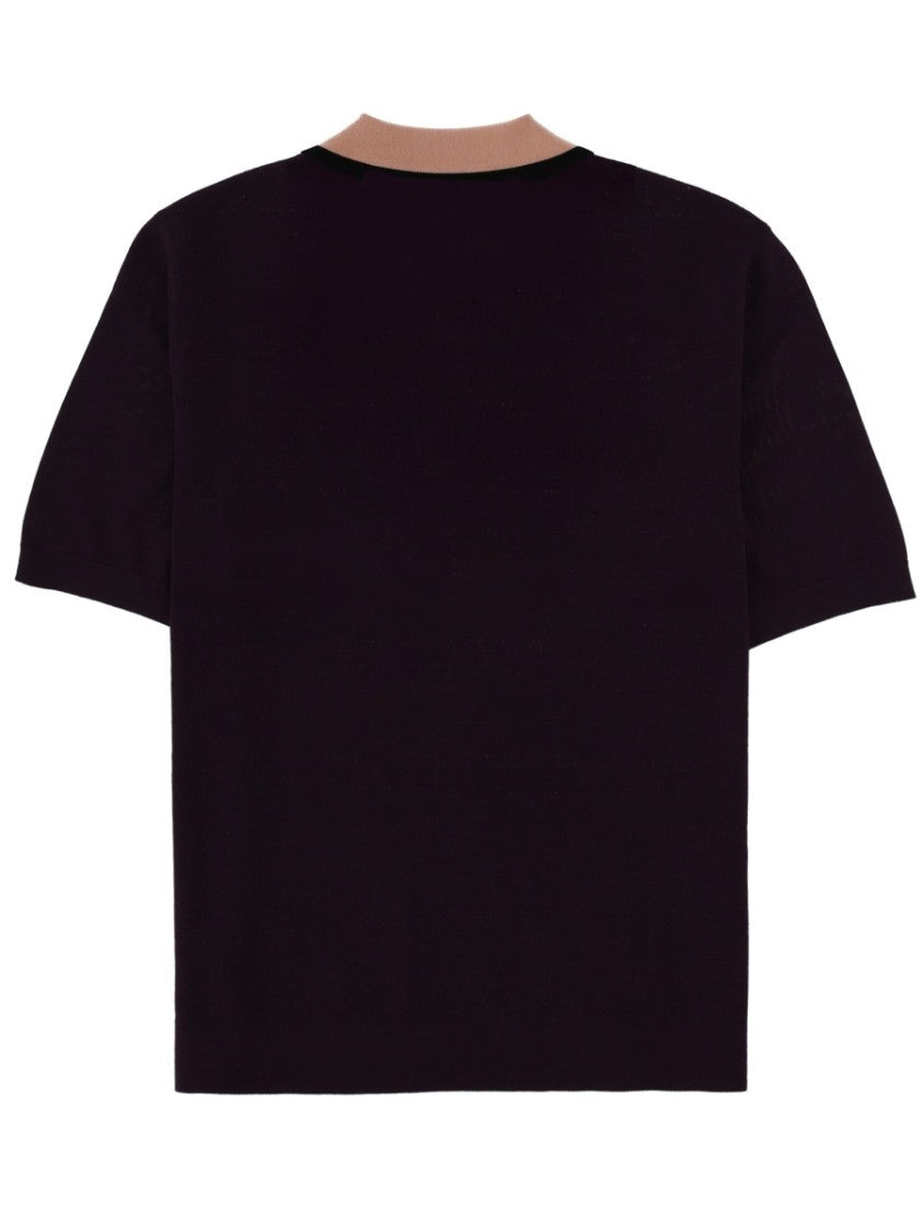 Dries Van Noten Molar Deep Purple Textured Polo Shirt