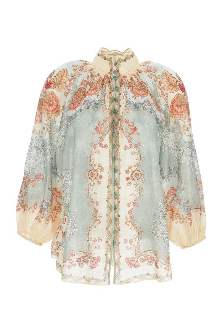 Zimmermann Long-Sleeved Ramie Blouse With Scalloped Collar