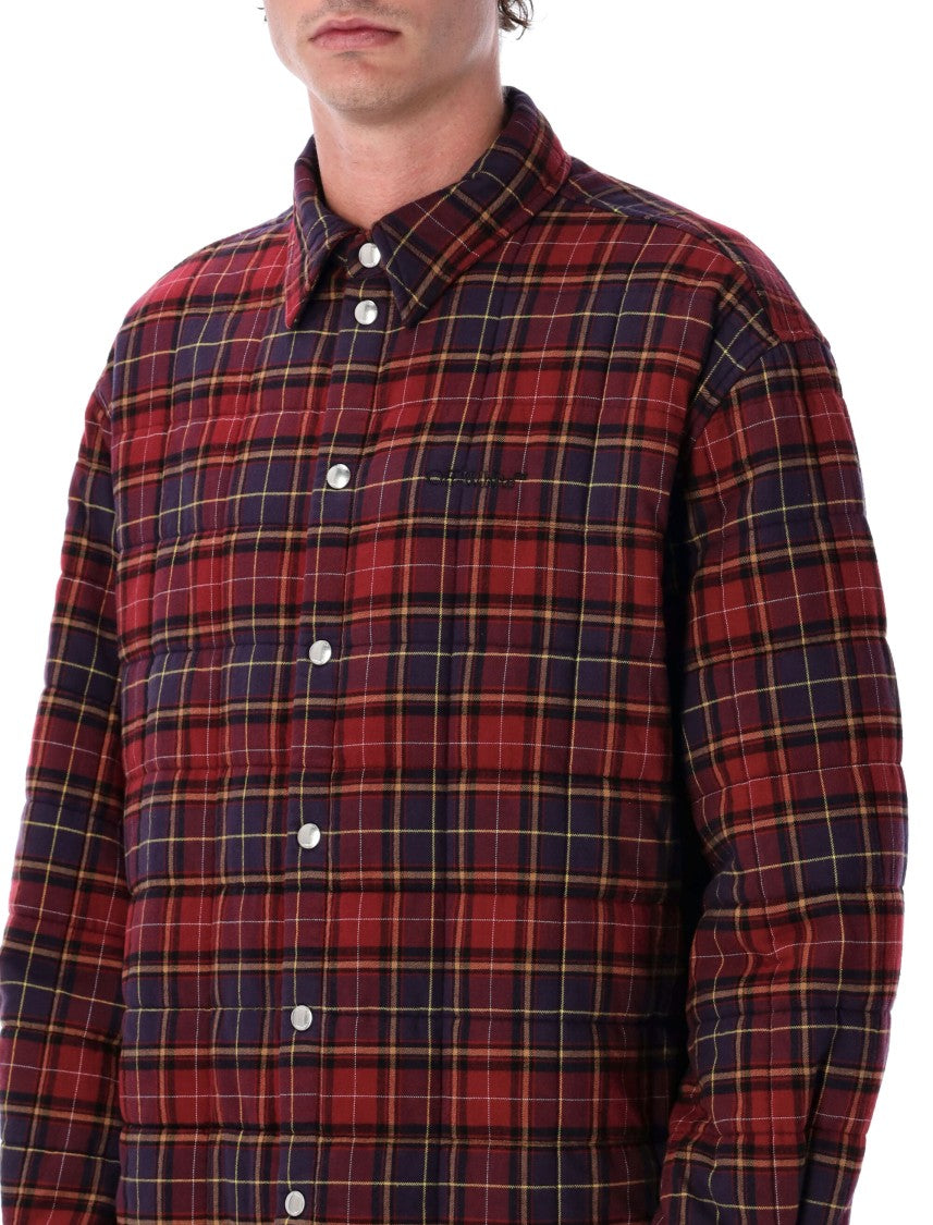 Off-White Padded Check Cotton Shirt Jacket With Logo