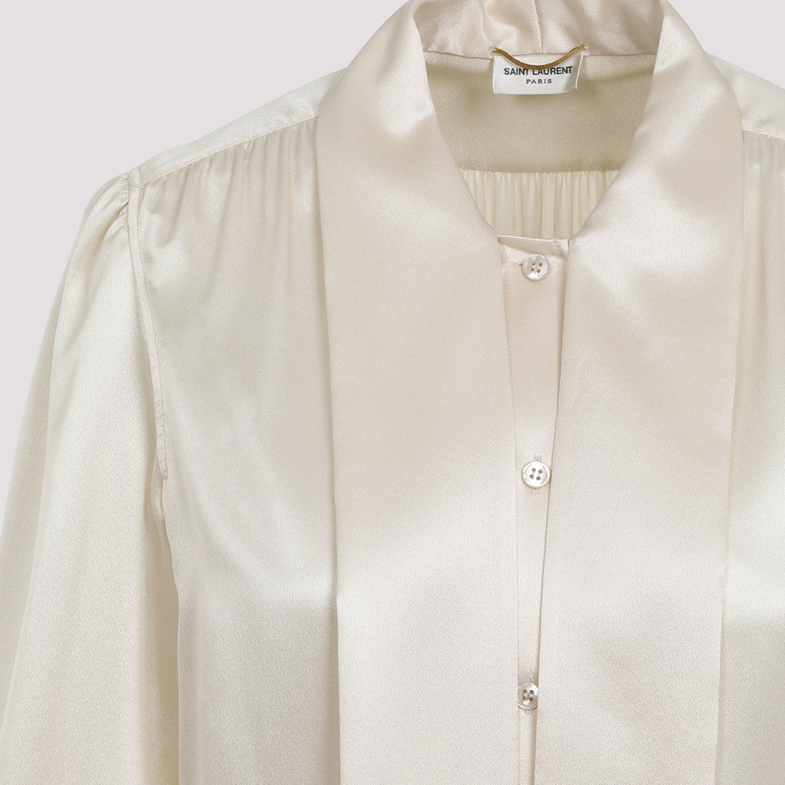 Saint Laurent Chalk White Silk Blouse